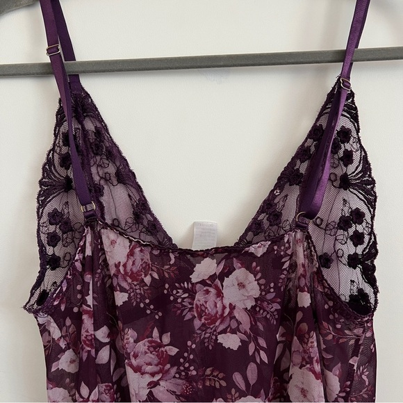 Y2K Lace Floral Sheer Purple Babydoll Cami Top Purple Fairy Coquette - Picture 5 of 11